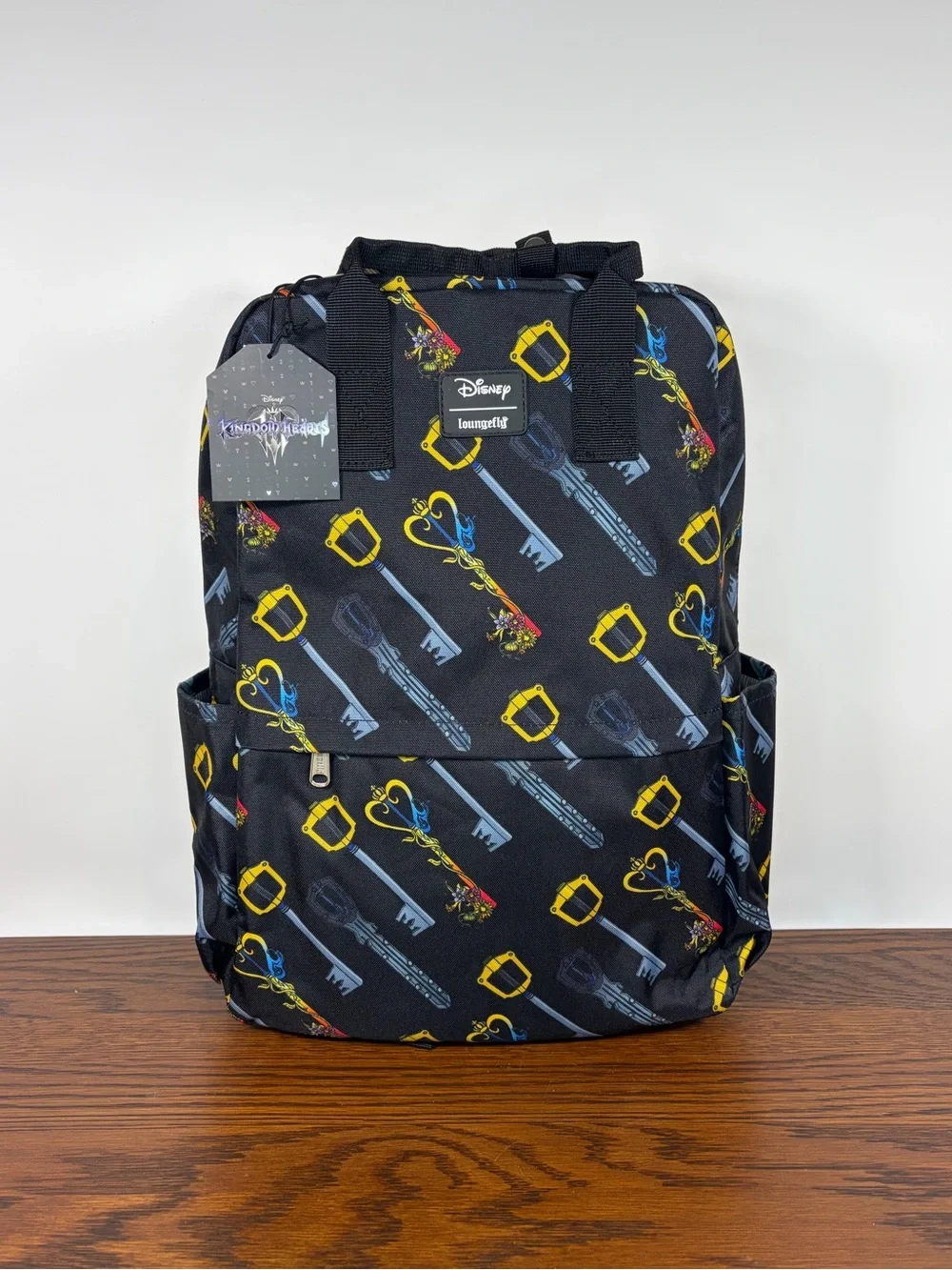 NEW Loungefly Disney Kingdom Hearts AOP Keys Square Backpack Rucksack 18